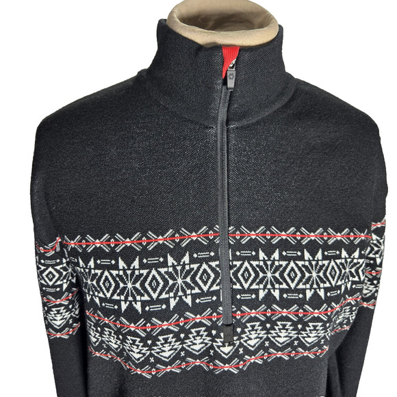 NEWLAND Sweater Womens 1/4 Zip Ski Vintage Wool Blend Made In ITALY Black Large - Picture 2 of 11